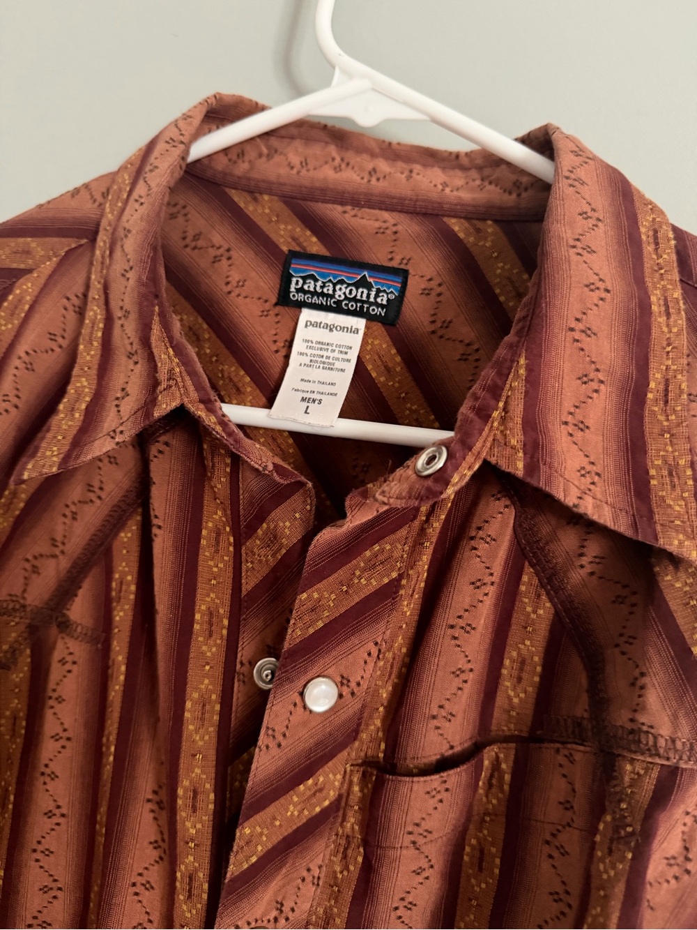 VTG 90s Patagonia Rhythm Organic Cotton Western Pearl Snap Shirt Striped Mens L